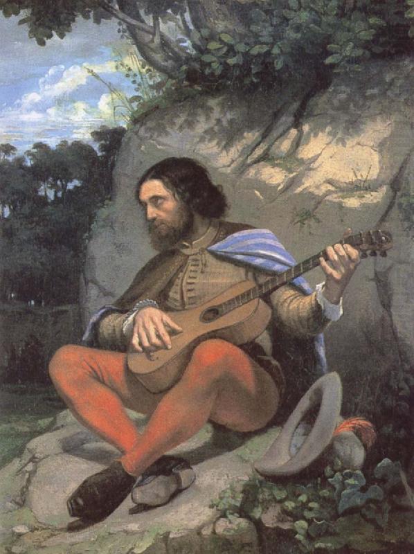 Young man in a Landscape or The Guitarreor, Gustave Courbet